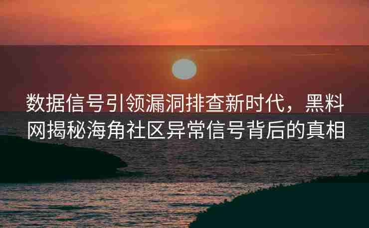数据信号引领漏洞排查新时代，黑料网揭秘海角社区异常信号背后的真相