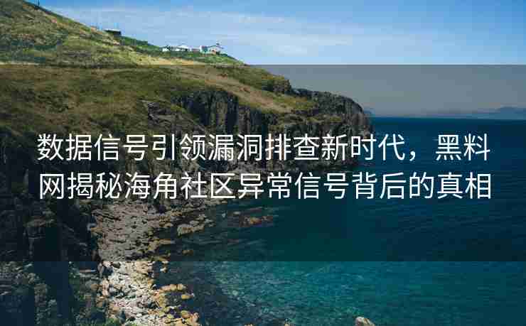 数据信号引领漏洞排查新时代，黑料网揭秘海角社区异常信号背后的真相