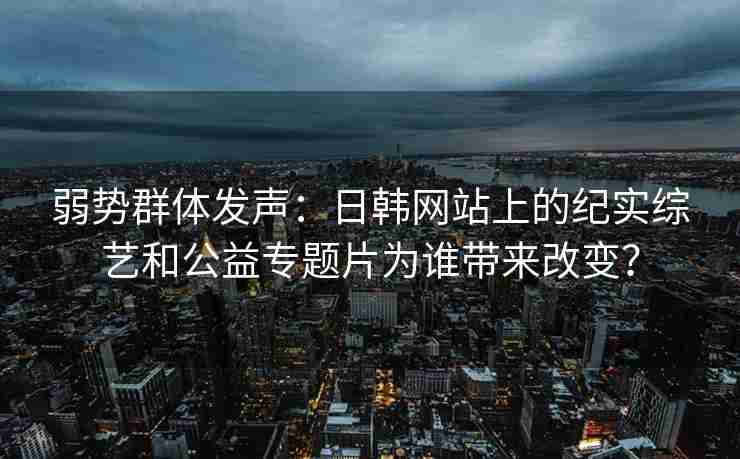 弱势群体发声：日韩网站上的纪实综艺和公益专题片为谁带来改变？